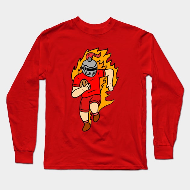 Cute cartoon knight playing rugby Long Sleeve T-Shirt by Andrew Hau